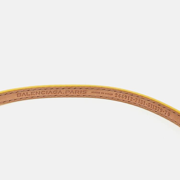 Pre Owned Balenciaga Yellow Leather Slim Buckle Belt 70 CM