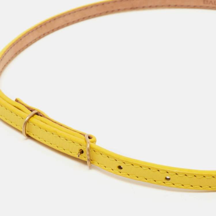 Pre Owned Balenciaga Yellow Leather Slim Buckle Belt 70 CM