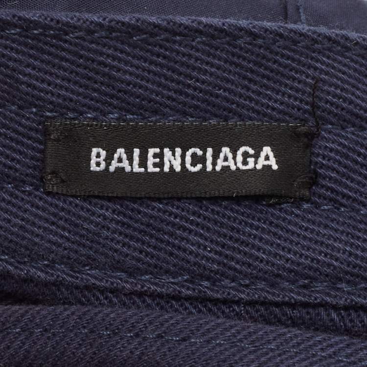 Pre Owned Balenciaga Blue Logo Embroidered Cotton Baseball Cap L