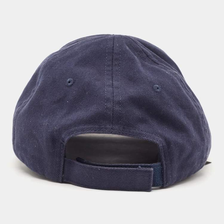 Pre Owned Balenciaga Blue Logo Embroidered Cotton Baseball Cap L
