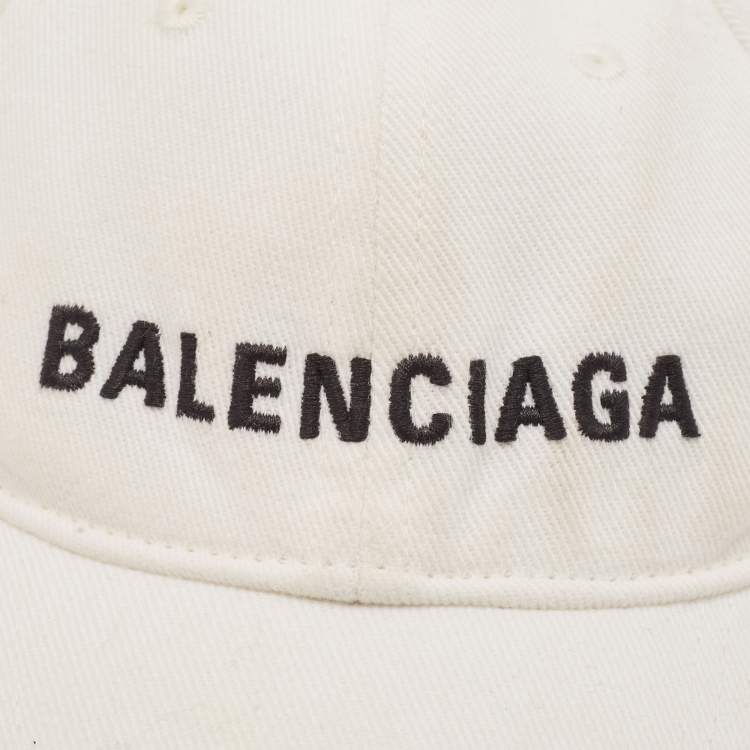 Pre Owned Balenciaga White Logo Embroidered Cotton Archetype Baseball Cap L
