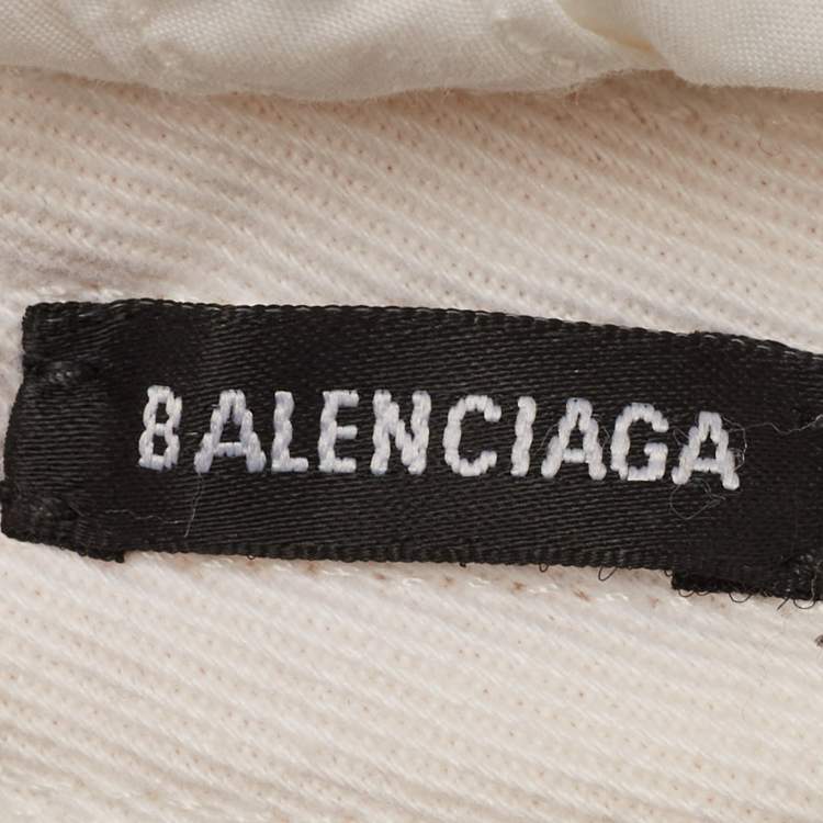 Pre Owned Balenciaga White Logo Embroidered Cotton Archetype Baseball Cap L