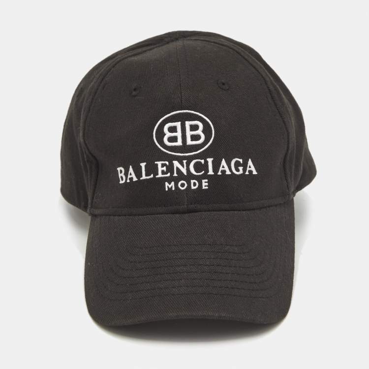 Pre Owned Balenciaga Black Logo Embroidered Cotton Baseball Cap L