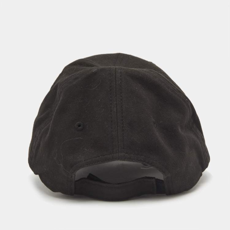 Pre Owned Balenciaga Black Logo Embroidered Cotton Baseball Cap L