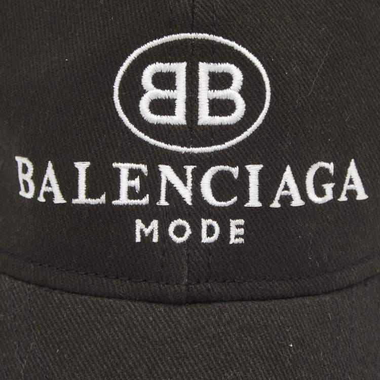 Pre Owned Balenciaga Black Logo Embroidered Cotton Baseball Cap L