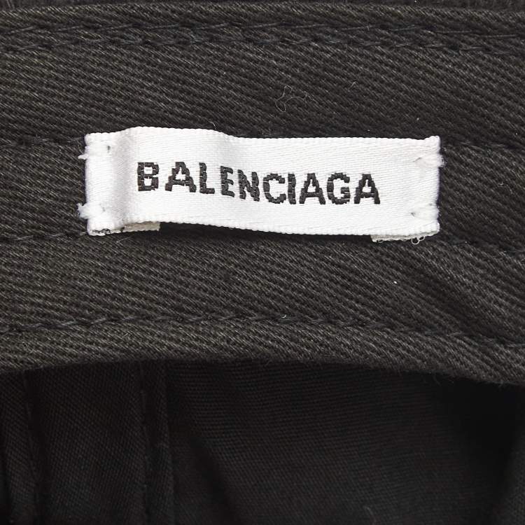 Pre Owned Balenciaga Black Logo Embroidered Cotton Baseball Cap L