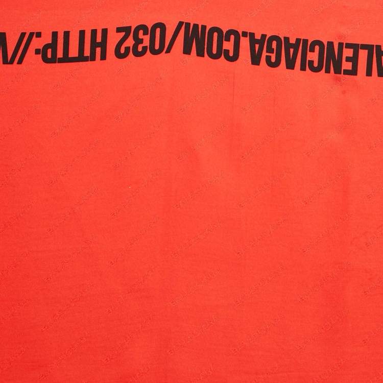Pre Owned Balenciaga Red Logo Silk Square Scarf 