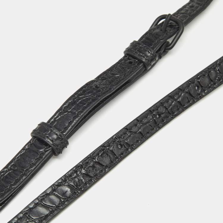 Pre Owned Balenciaga Black Croc Embossed Leather Adjustable Shoulder Bag Strap