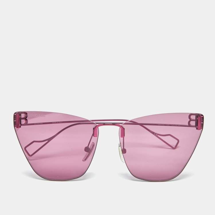 Pre Owned Balenciaga Magenta Pink BB0111S Butterfly Sunglasses