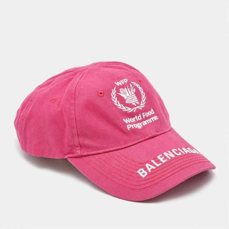 Pre Owned Balenciaga Pink WFP Embroidered Cotton Baseball Cap L