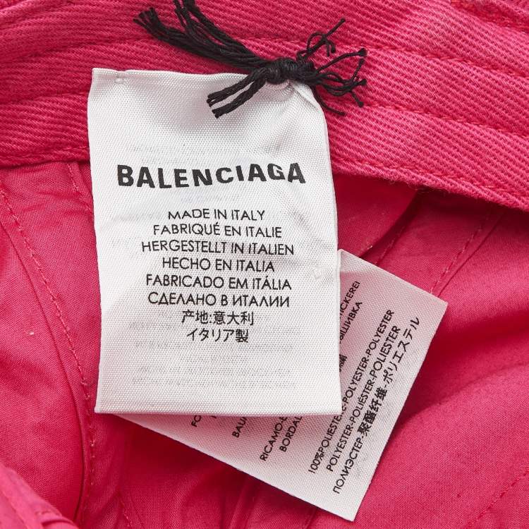 Pre Owned Balenciaga Pink WFP Embroidered Cotton Baseball Cap L