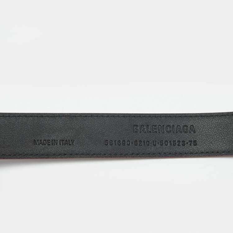 Pre Owned Balenciaga Burgundy Croc Embossed Leather BB Buckle Belt 75CM