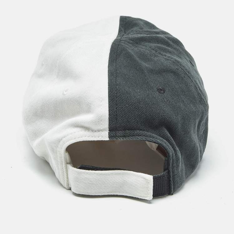Pre Owned Balenciaga White/Black Logo Embroidered Cotton 50/50 Baseball Cap L