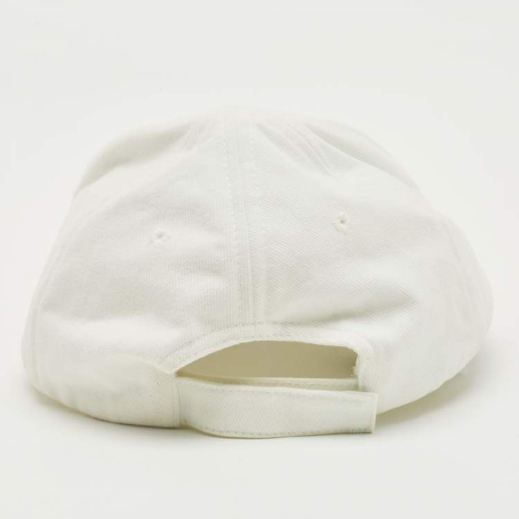 Pre Owned Balenciaga White Logo Embroidered Cotton Baseball Cap L