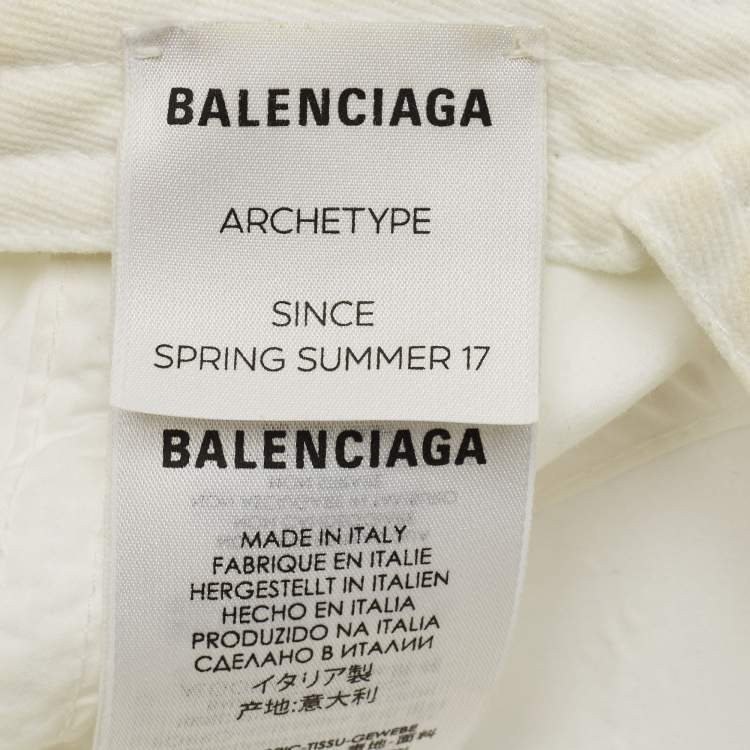 Pre Owned Balenciaga White Logo Embroidered Cotton Baseball Cap L