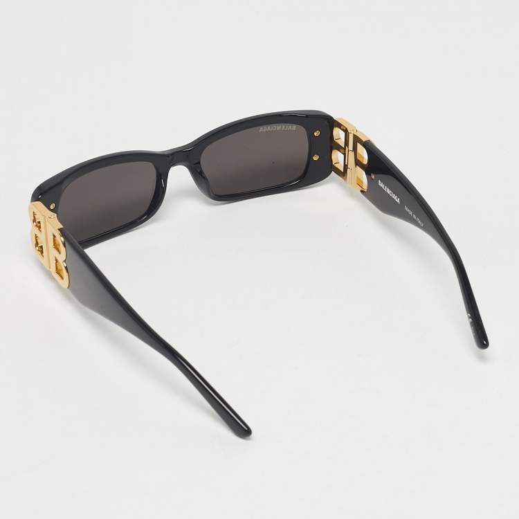 Pre Owned Balenciaga Black BB096S Rectangle Sunglasses