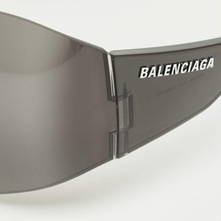 Pre Owned Balenciaga Black BB0180S Shield Sunglasses