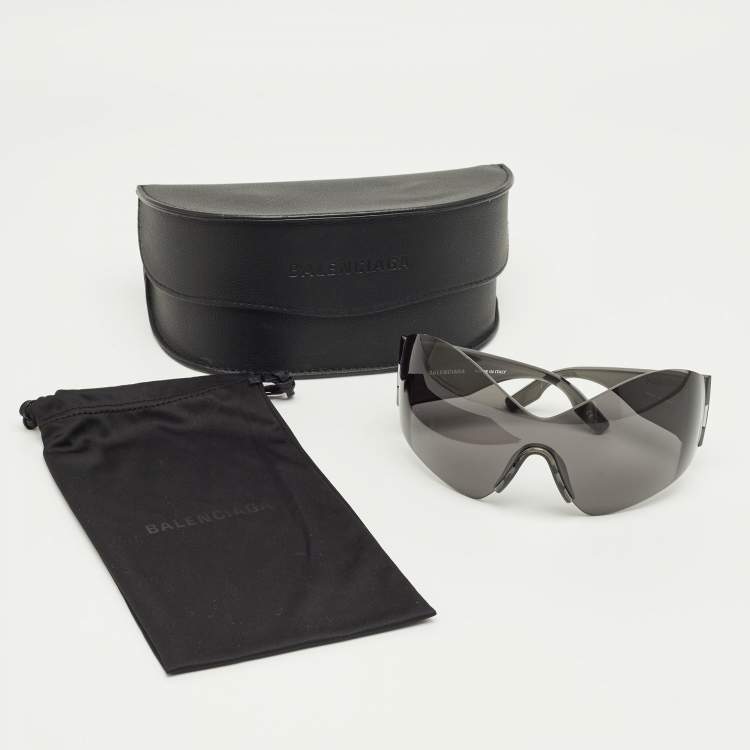 Pre Owned Balenciaga Black BB0180S Shield Sunglasses
