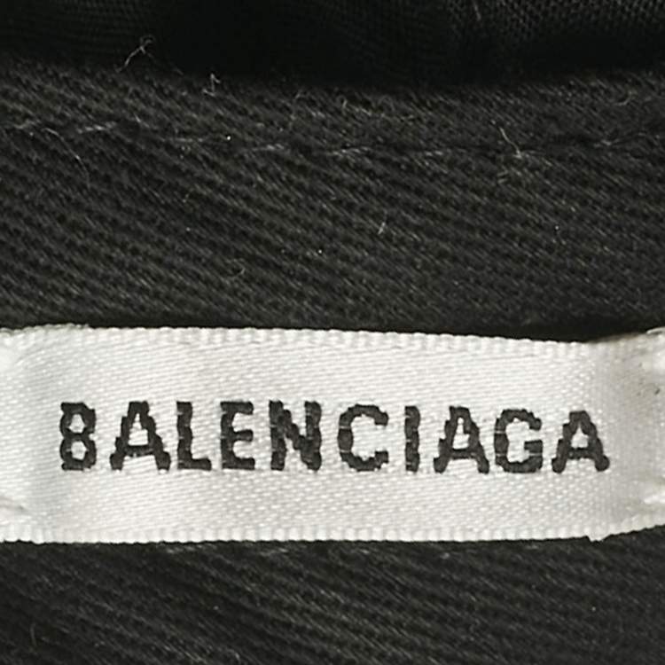 Pre Owned Balenciaga Black Logo Print Cotton Baseball Cap L