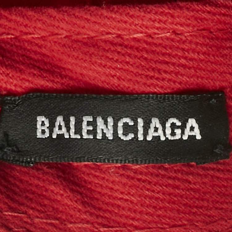 Pre Owned Balenciaga Red Logo Embroidered Cotton Baseball Cap L