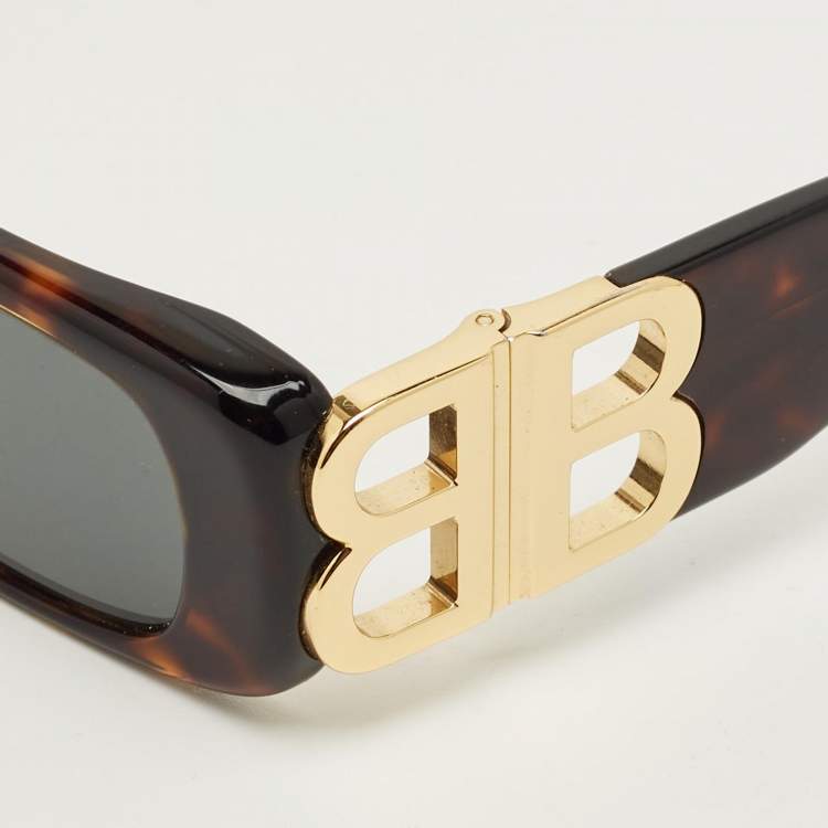 Pre Owned Balenciaga Black BB0096S Dynasty Rectangle Sunglasses