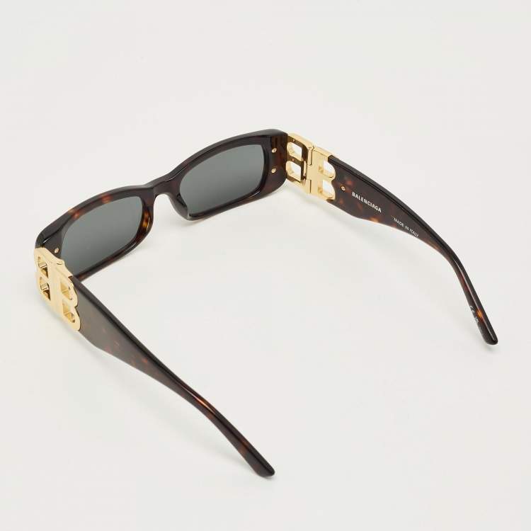 Pre Owned Balenciaga Black BB0096S Dynasty Rectangle Sunglasses