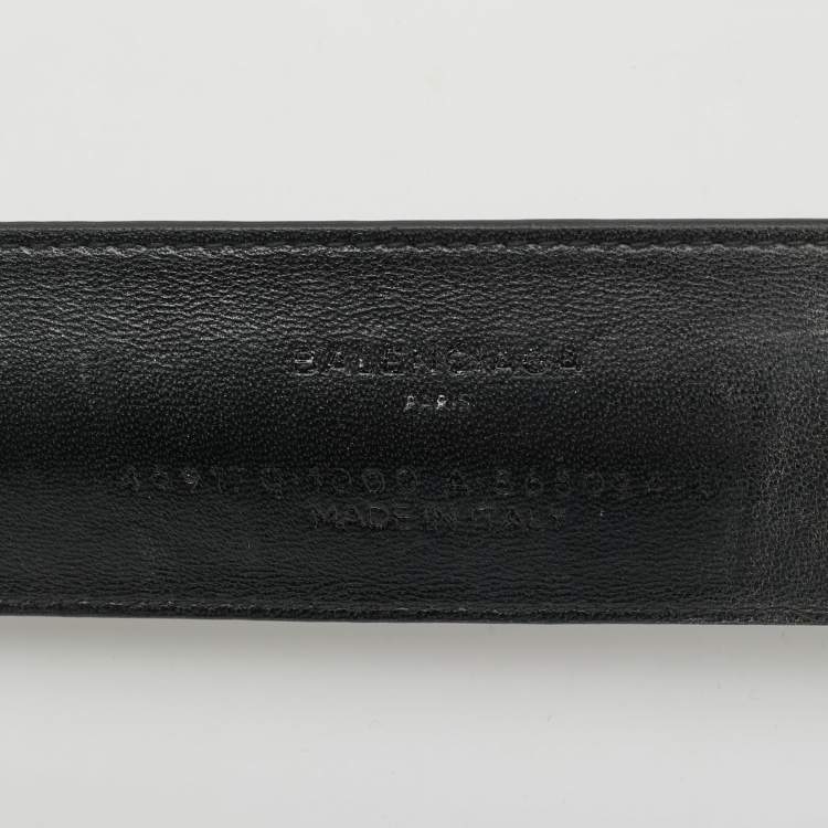 مملوكة مسبقًا Balenciaga Black Leather Cycle Bracelet