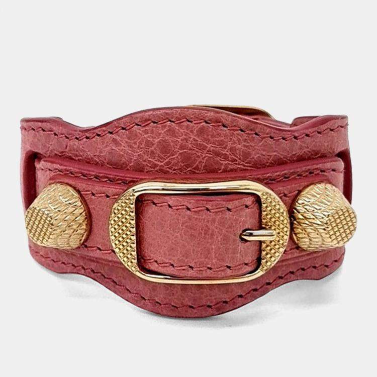 Pre Owned Balenciagna Leather Red Giant Bracelet