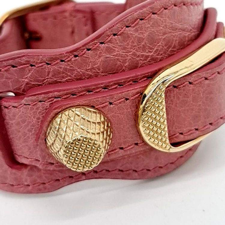 Pre Owned Balenciagna Leather Red Giant Bracelet