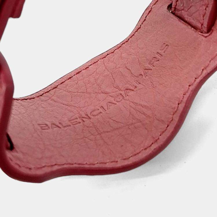 Pre Owned Balenciagna Leather Red Giant Bracelet