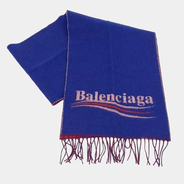 Pre Owned Balenciaga Blue Wool muffler