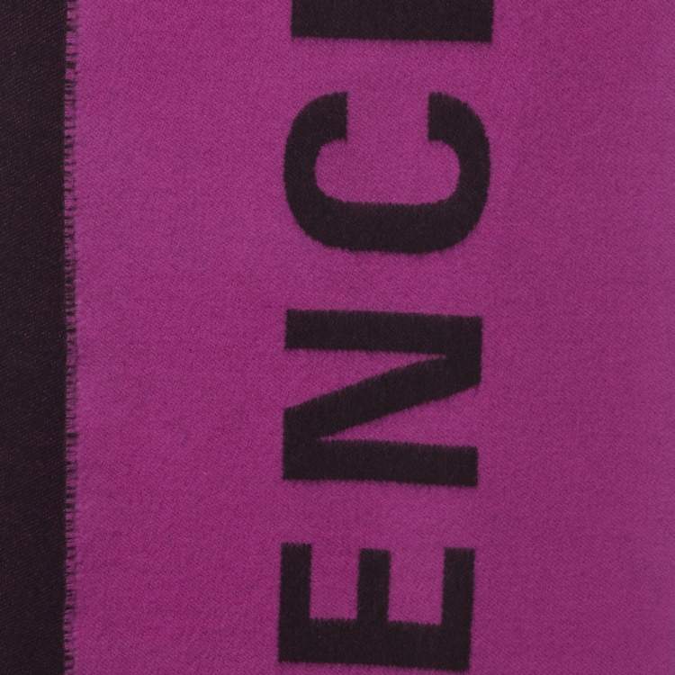 Pre Owned Balenciaga Pink/Black Logo Pattern Wool Scarf 