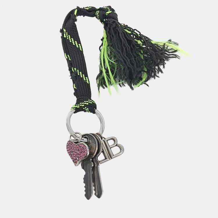 Pre Owned Balenciaga BB shoelace bag charm and key ring