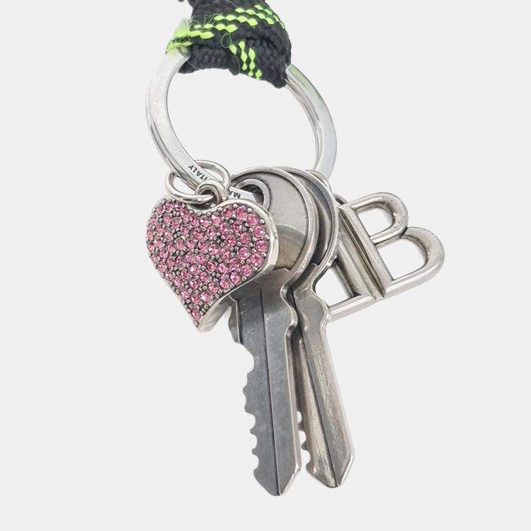 Pre Owned Balenciaga BB shoelace bag charm and key ring