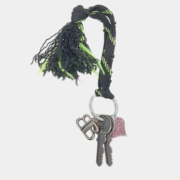 Pre Owned Balenciaga BB shoelace bag charm and key ring