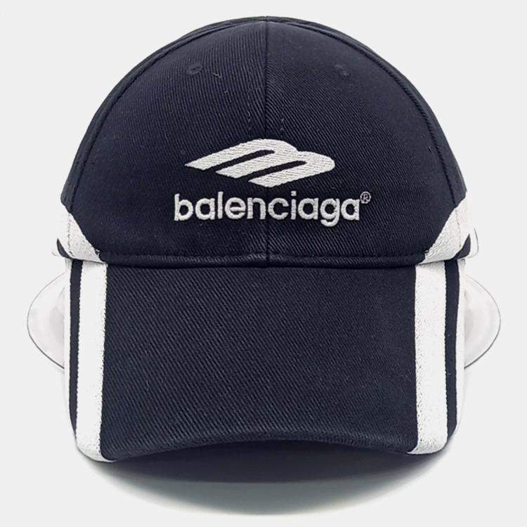 Pre Owned Balenciaga Black, White Cotton Cap Hat