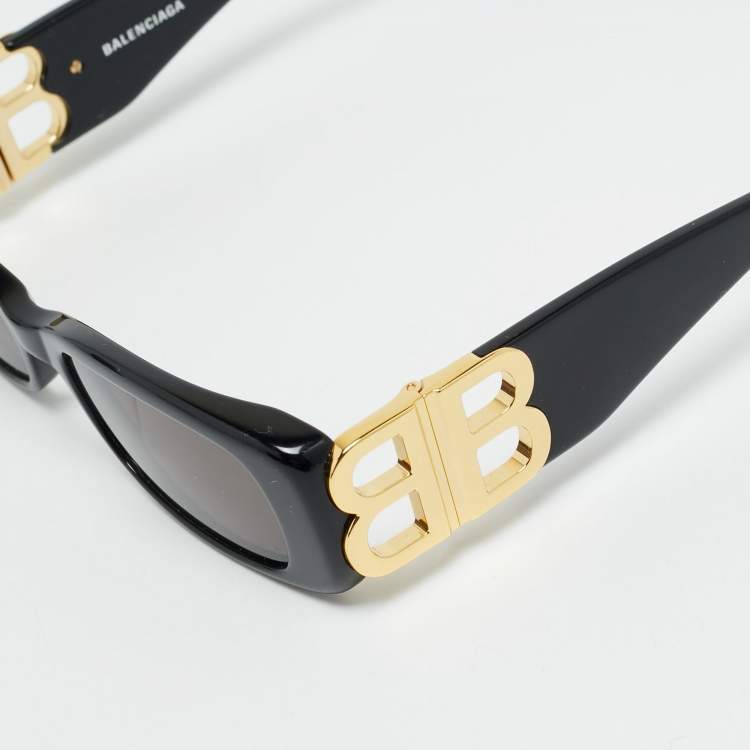 Pre Owned Balenciaga Black BB0096S Dynasty Rectangle Sunglasses