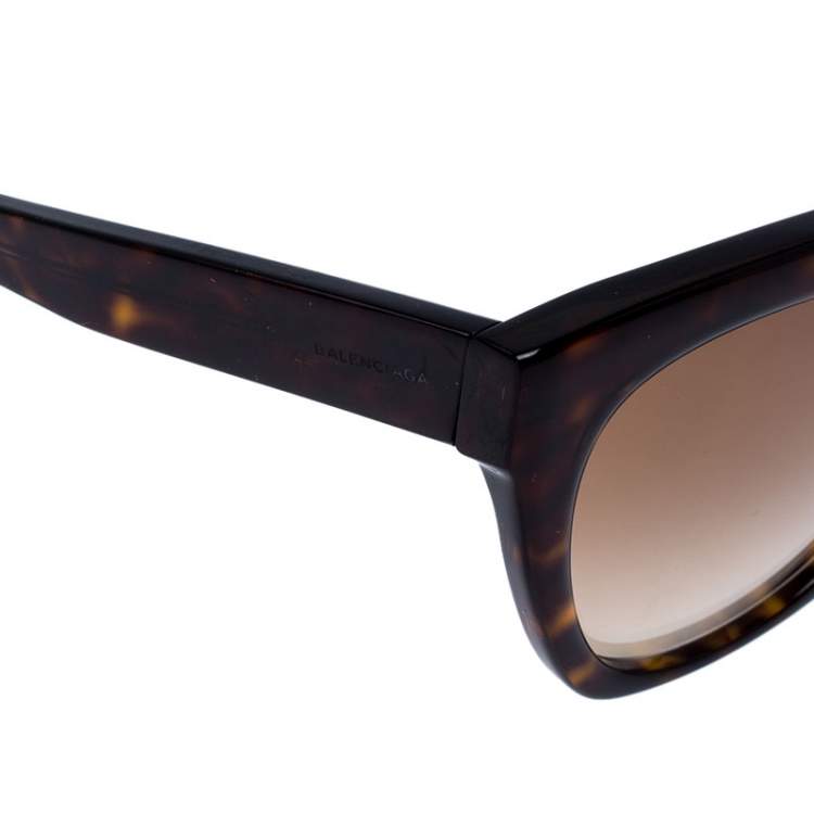 Pre Owned Balenciaga Dark Havana/ Brown Gradient BA 132 Square Sunglasses