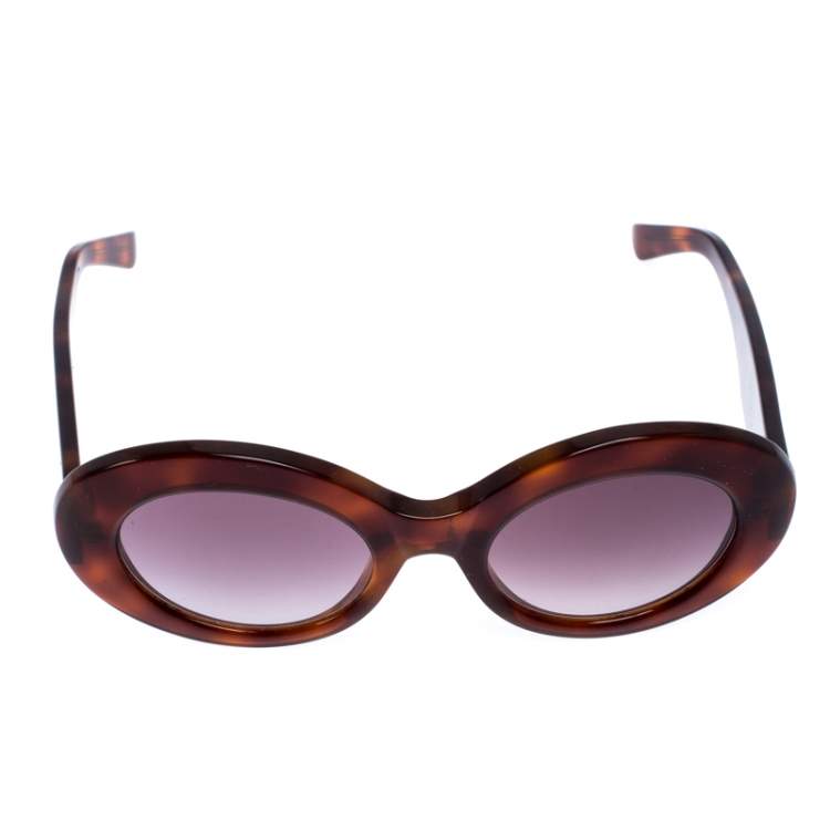 Pre Owned Balenciaga Brown tortoise BA 145 Oval Sunglasses