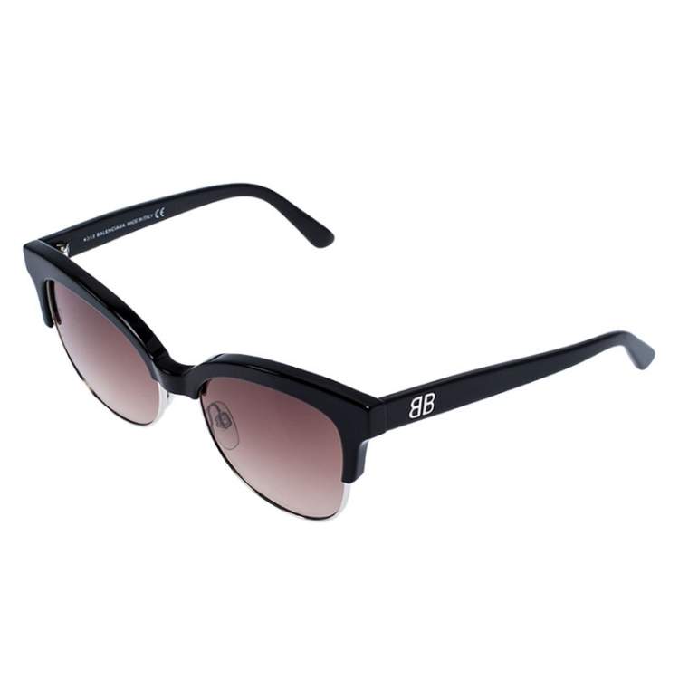 Pre Owned Balenciaga Black Gradient BA 144 Half Rim Sunglasses