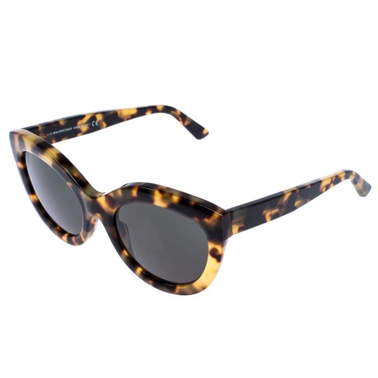 Pre Owned Balenciaga Brown Tortoiseshell Cateye Sunglaases