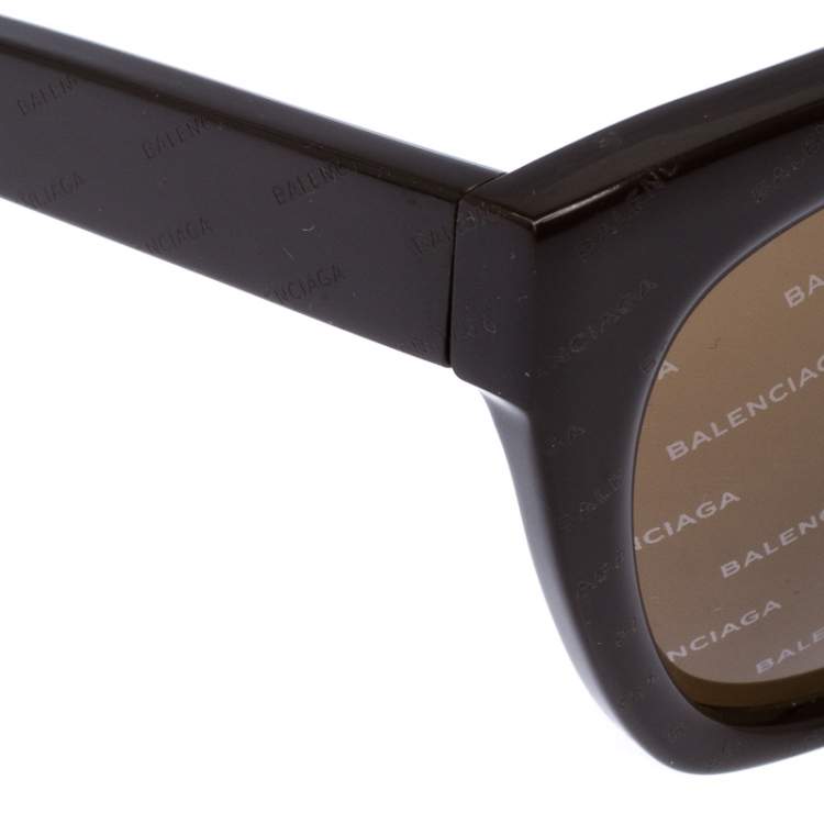 Pre Owned Balenciaga Brown Diagonal Logo Print Cat Eye Sunglasses