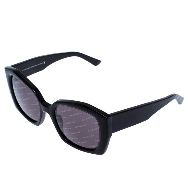 Pre Owned Balenciaga Black Logomania Square Sunglasses