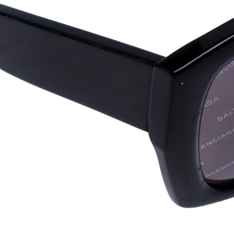 Pre Owned Balenciaga Black Logomania Square Sunglasses