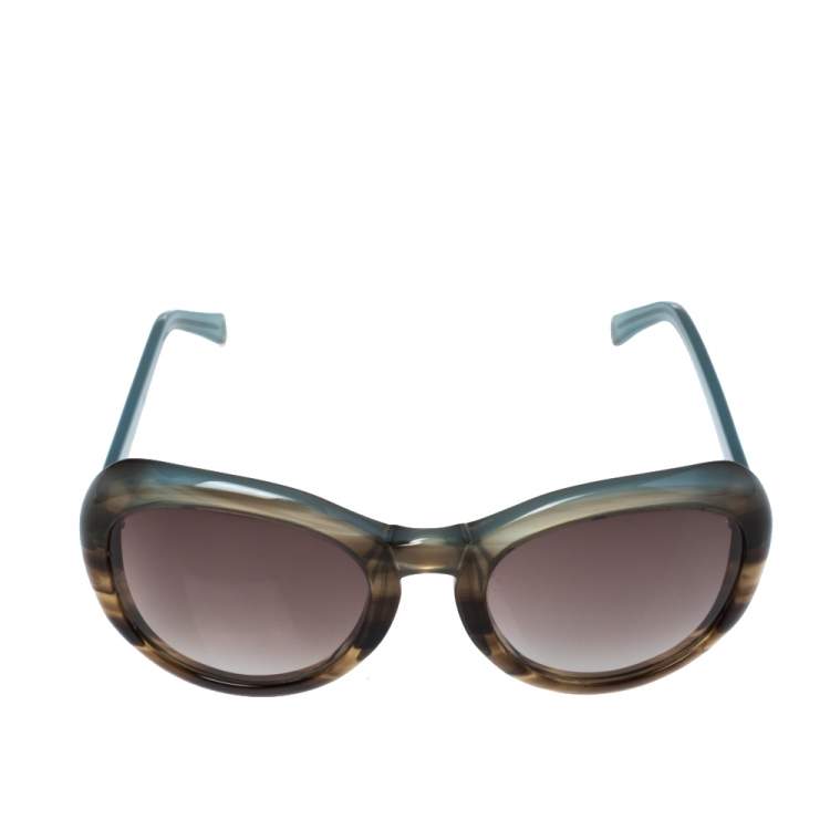 Pre Owned Balenciaga Green & Brown/ Pink Gradient BAL 0128/S Oval Sunglasses