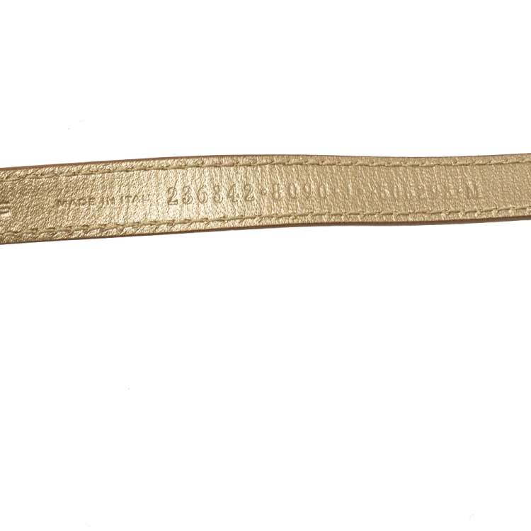 Pre Owned Balenciaga Metallic Gold Leather Triple Tour Arena Bracelet M