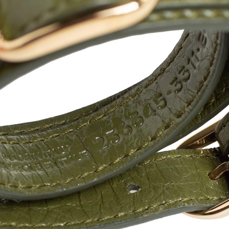 Pre Owned Balenciaga Arena Giant Green Leather Triple Tour Bracelet M