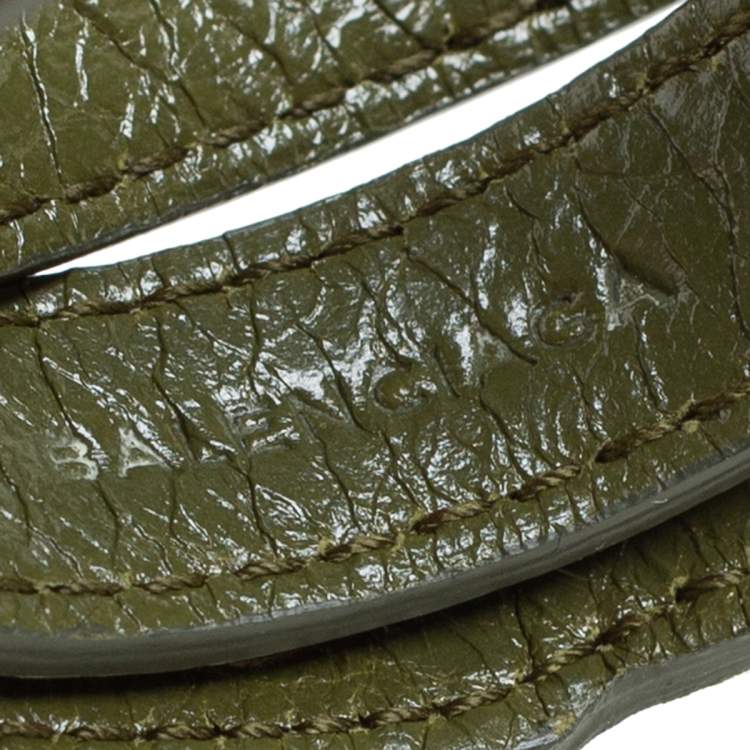 Pre Owned Balenciaga Arena Giant Green Leather Triple Tour Bracelet M