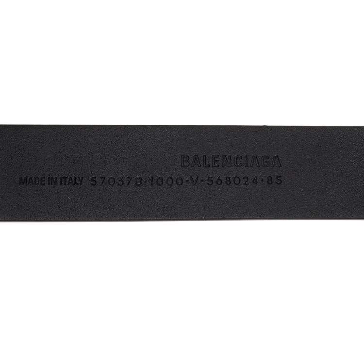 Pre Owned Balenciaga Black Leather BB Buckle Belt 85cm