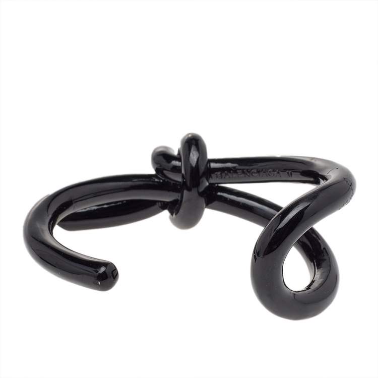 Pre Owned Balenciaga Black Metal Knot Cuff Bracelet M